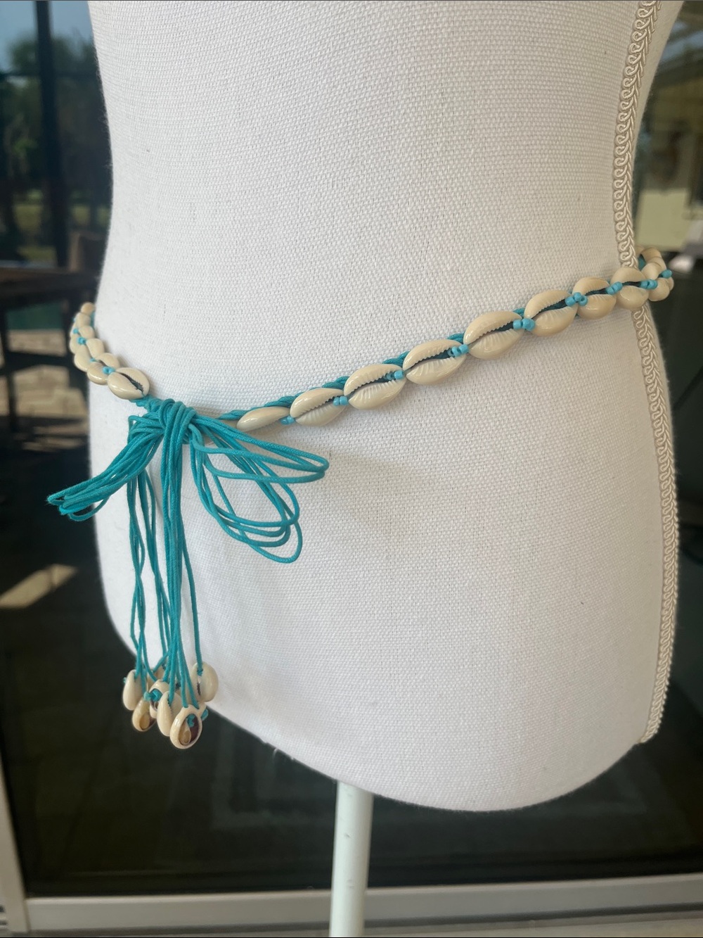 Shell Cowrie Waist Belt with Turquoise Cord
